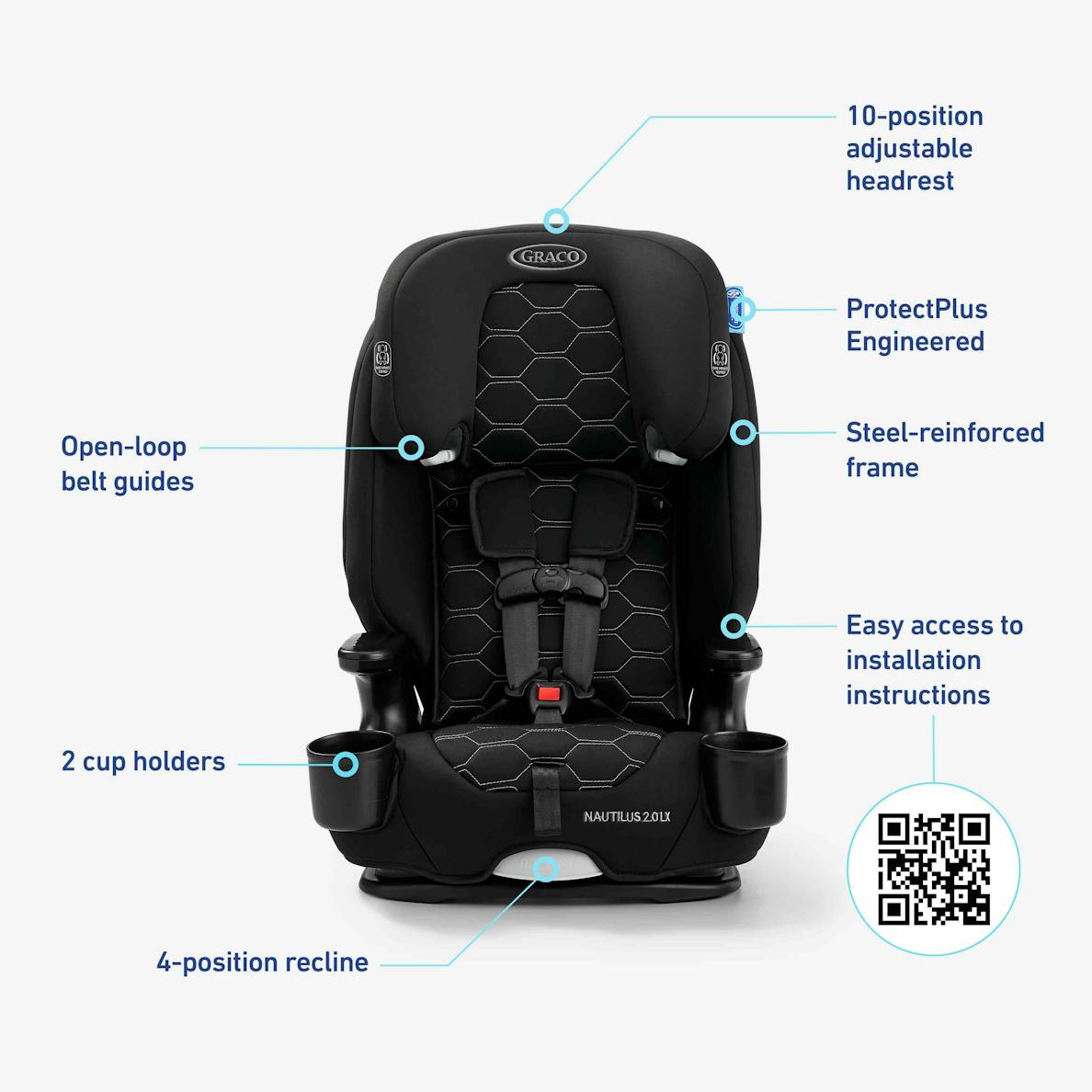 Nautilus 2.0 LX 3 in 1 Harness Booster Car Seat